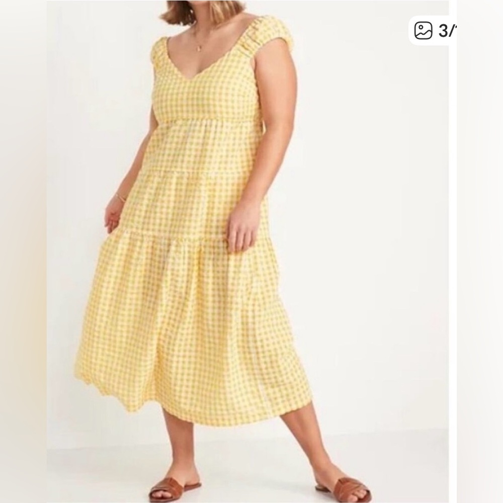 Yellow Gingham Maxi Dress - Picture 2 of 5